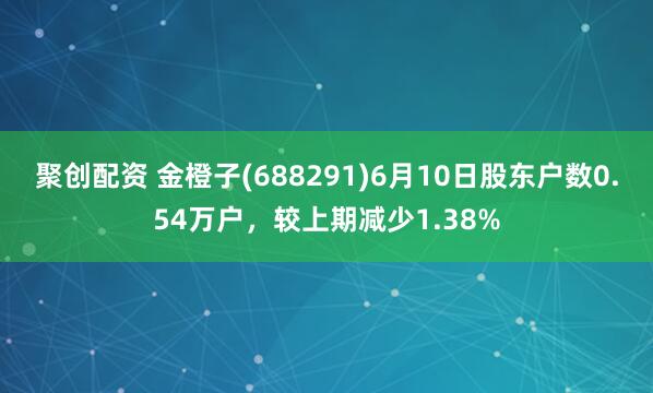 聚创配资 金橙子(688291)6月10日股东户数0.54万户，较上期减少1.38%