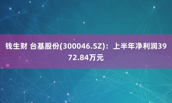 钱生财 台基股份(300046.SZ)：上半年净利润3972.84万元