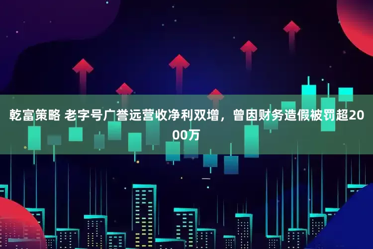 乾富策略 老字号广誉远营收净利双增，曾因财务造假被罚超2000万