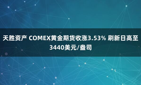 天胜资产 COMEX黄金期货收涨3.53% 刷新日高至3440美元/盎司