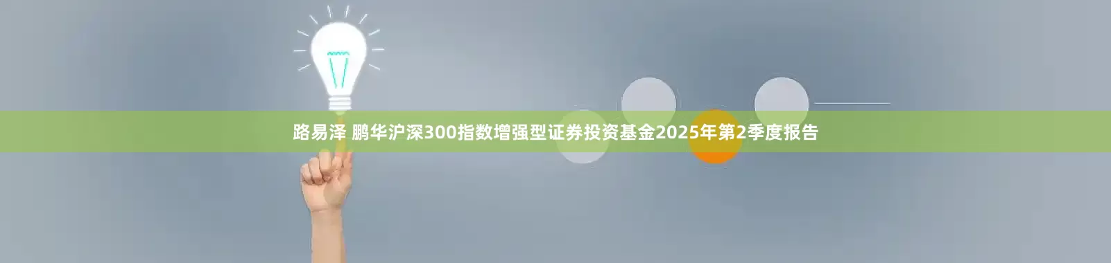 路易泽 鹏华沪深300指数增强型证券投资基金2025年第2季度报告